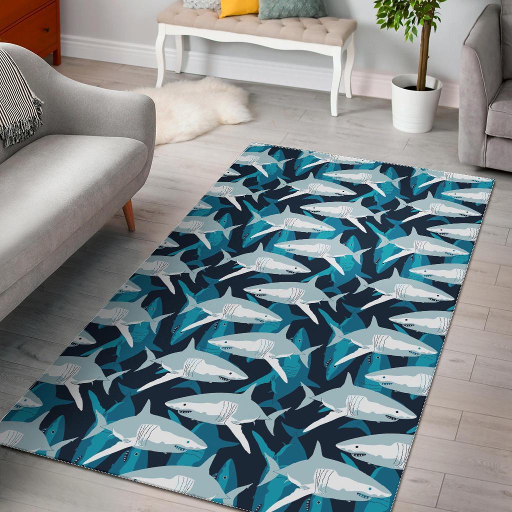 Circling Shark Pattern Print Floor Mat-grizzshop