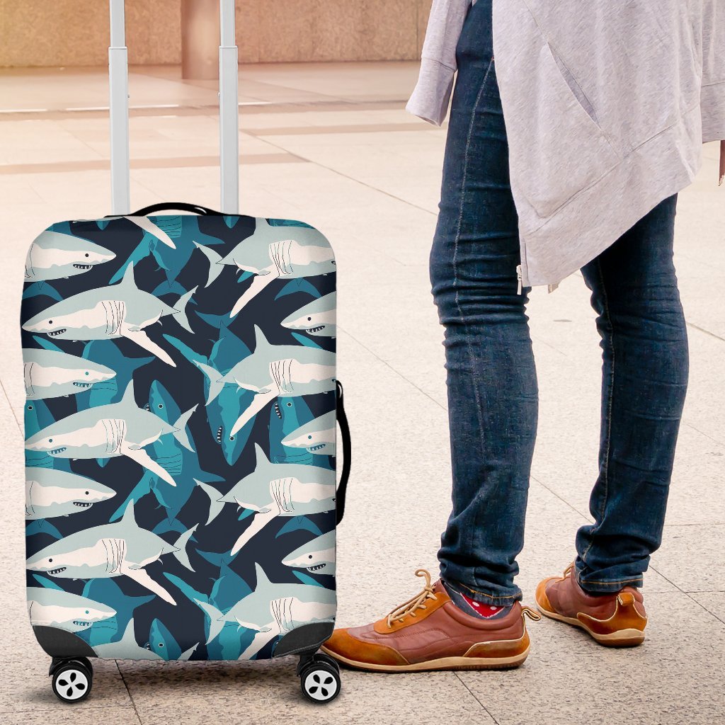 Circling Shark Pattern Print Luggage Cover Protector-grizzshop