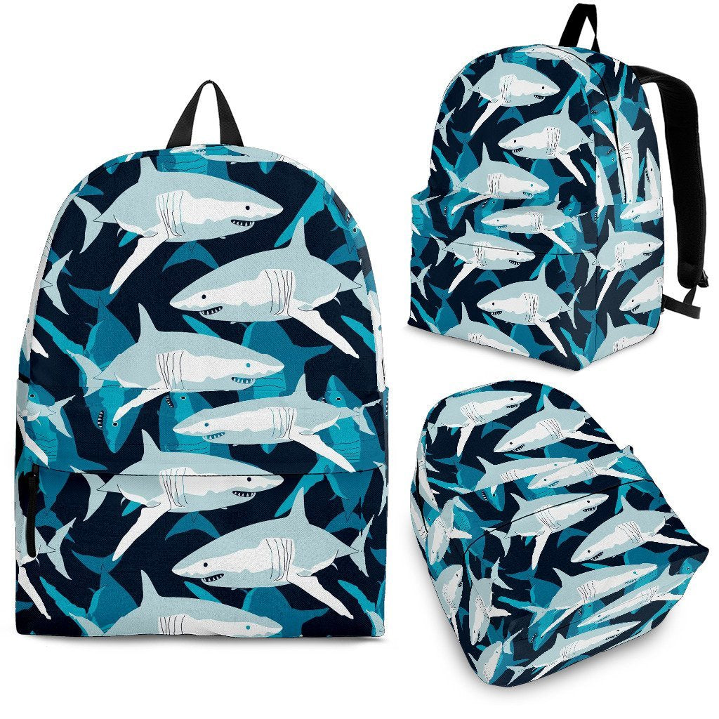 Circling Shark Pattern Print Premium Backpack-grizzshop