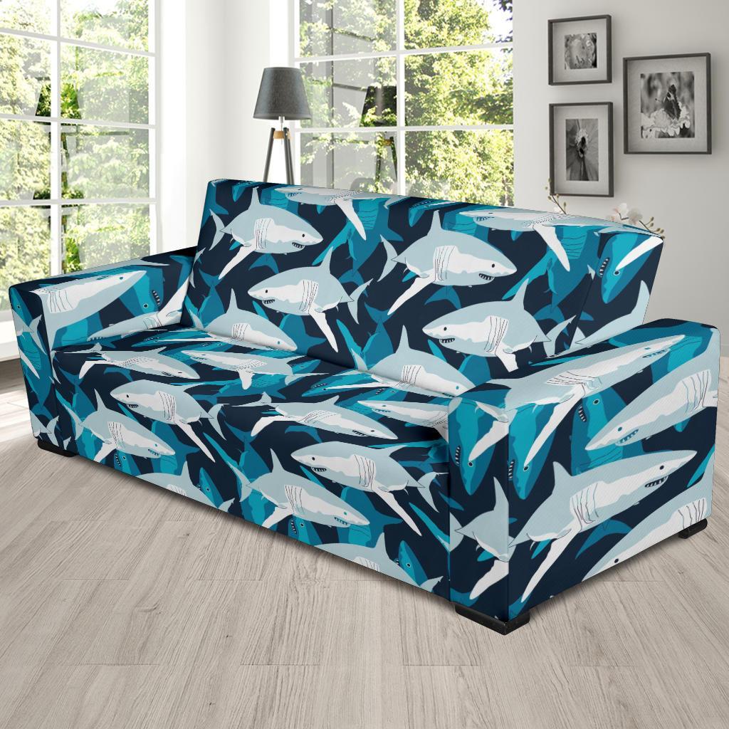 Circling Shark Pattern Print Sofa Covers-grizzshop