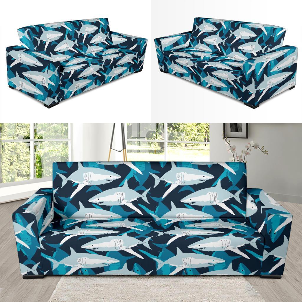 Circling Shark Pattern Print Sofa Covers-grizzshop