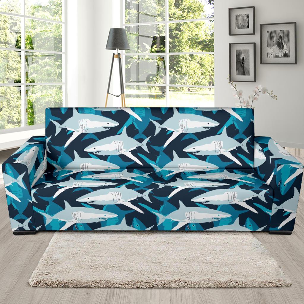 Circling Shark Pattern Print Sofa Covers-grizzshop