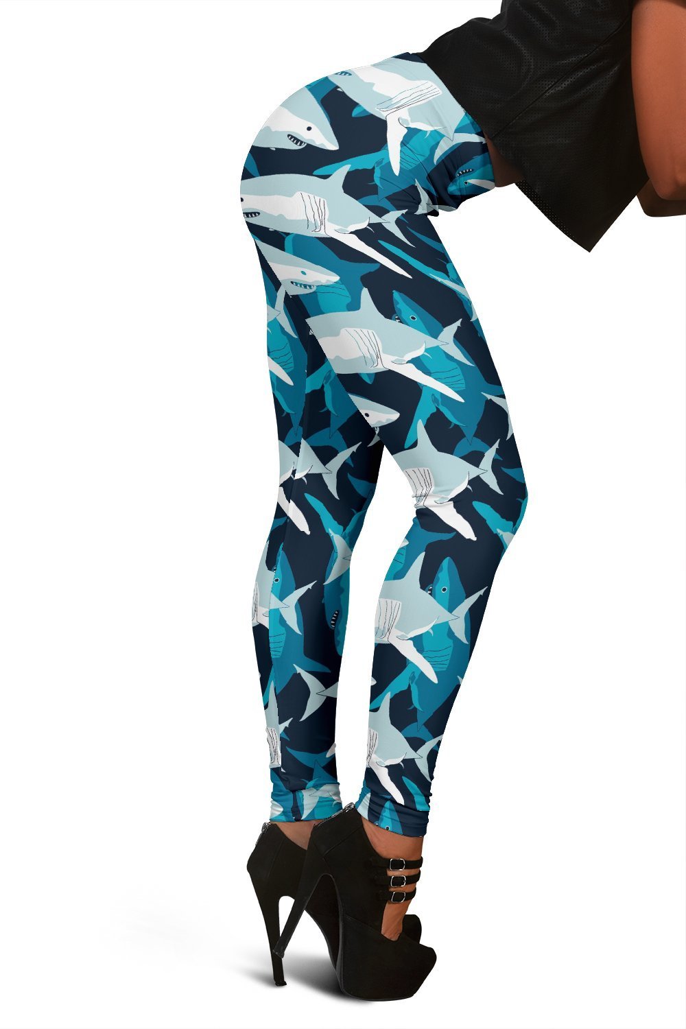 Circling Shark Print Pattern Women Leggings-grizzshop