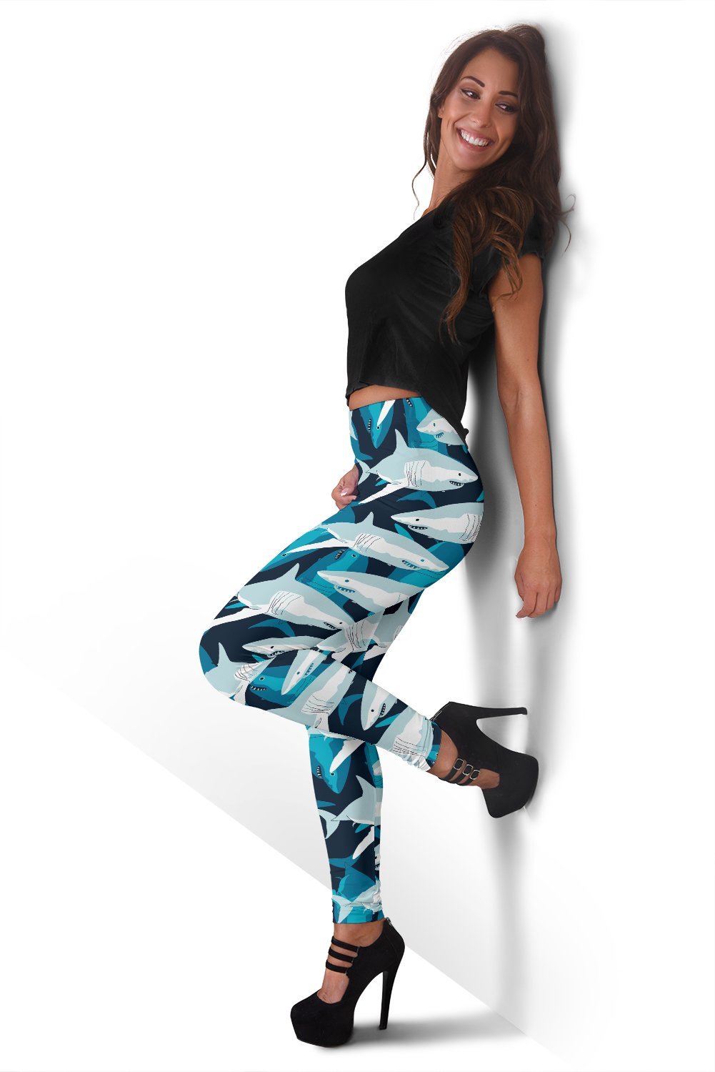 Circling Shark Print Pattern Women Leggings-grizzshop