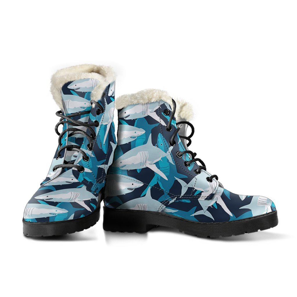 Circling Shark Pattern Print Comfy Winter Boots-grizzshop