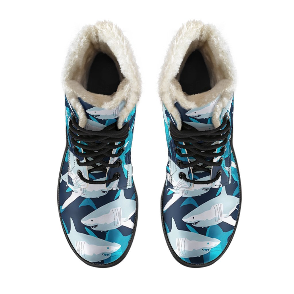 Circling Shark Pattern Print Comfy Winter Boots-grizzshop