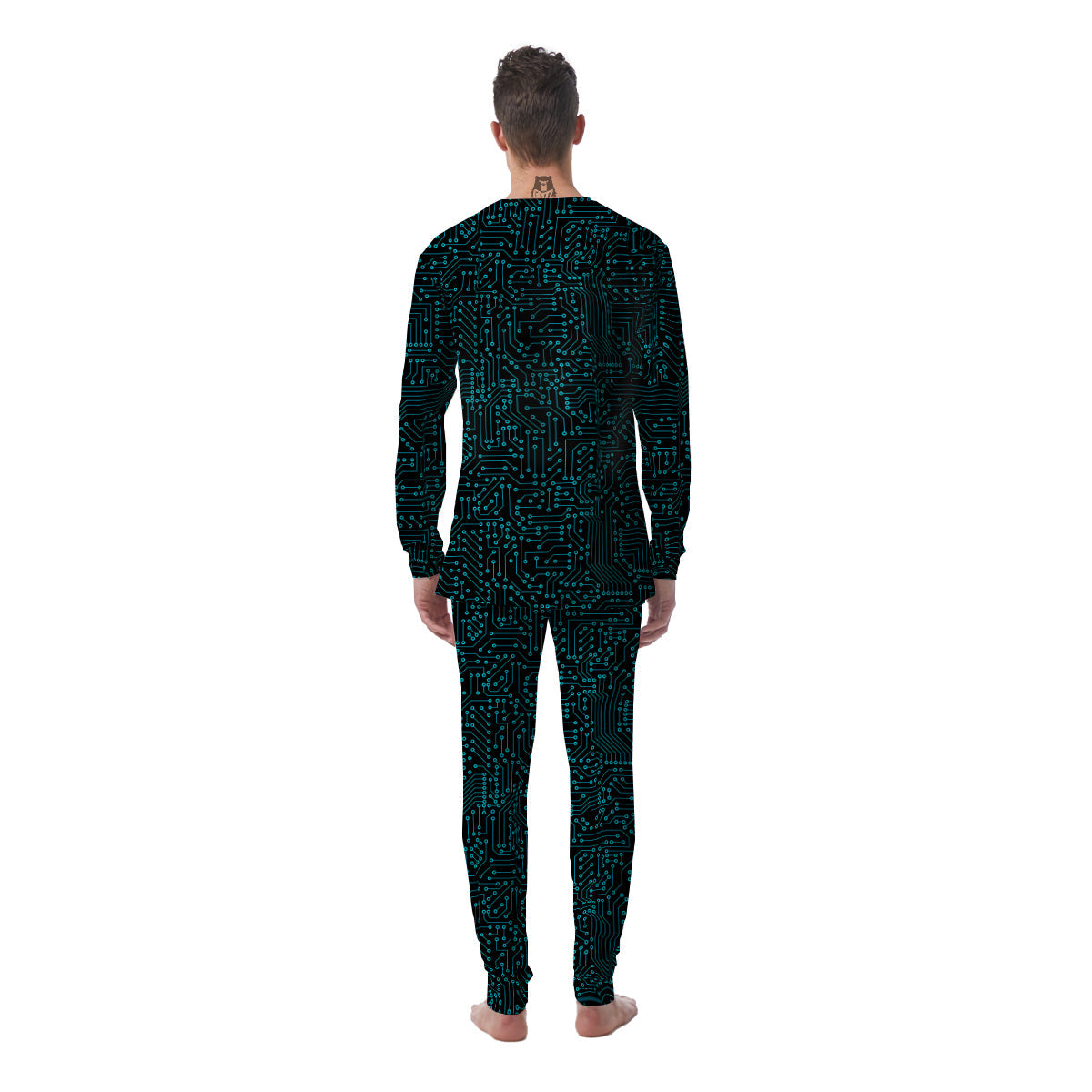 Circuit Black Blue Print Pattern Men's Pajamas-grizzshop