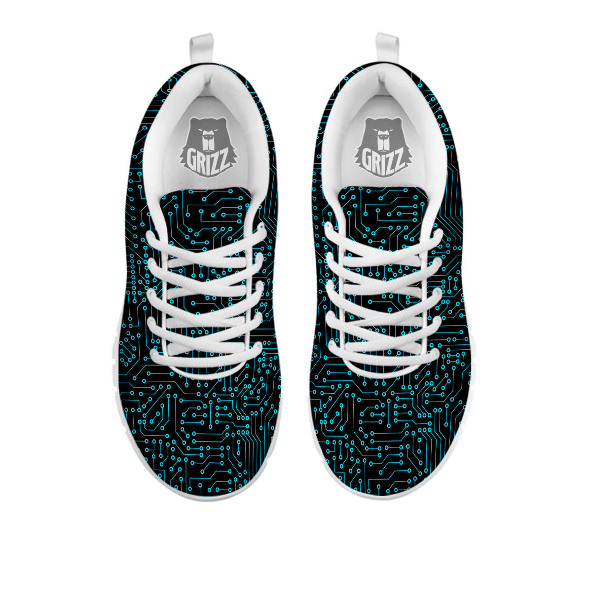 Circuit Black Blue Print Pattern White Sneaker-grizzshop