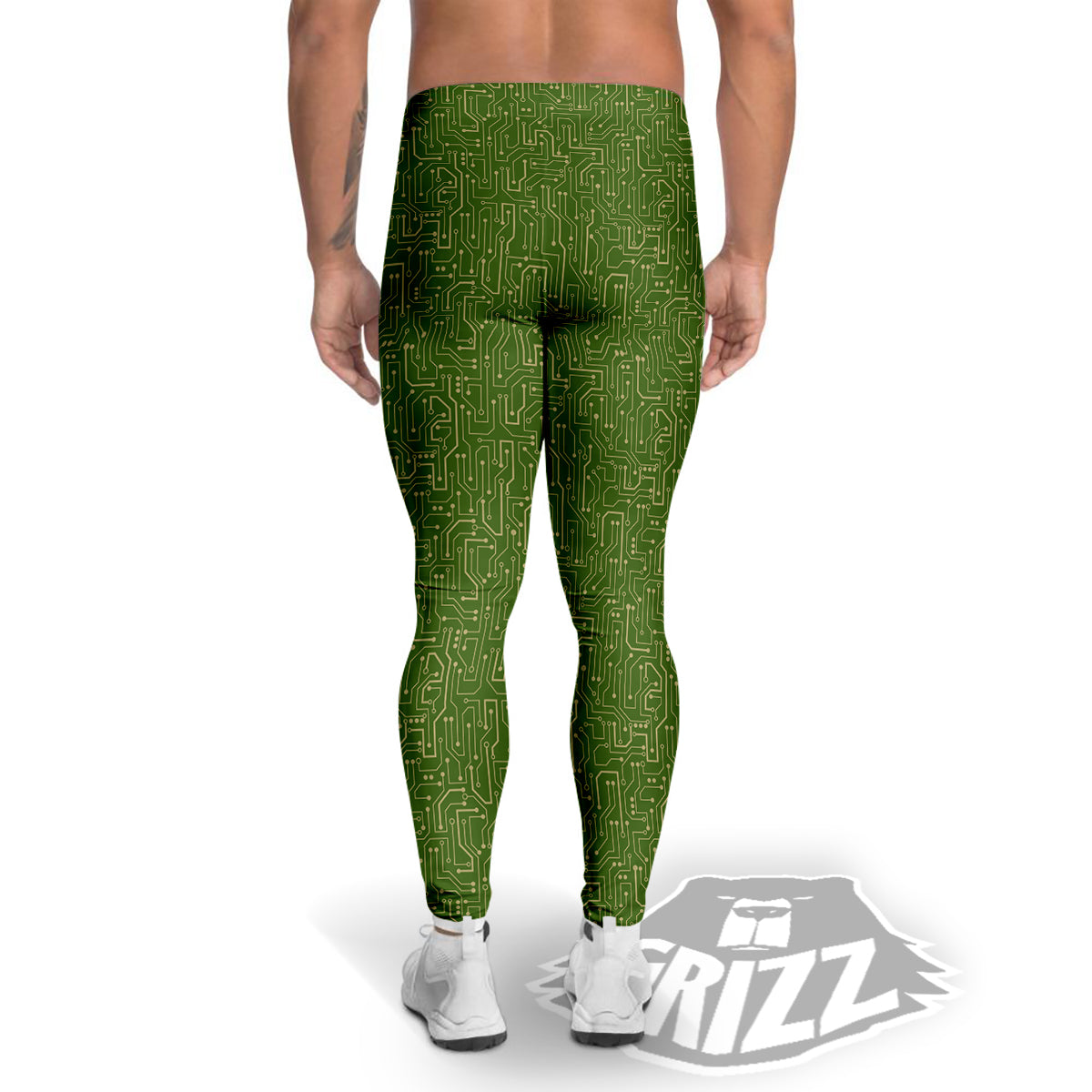 Circuit Green Print Pattern Men's Leggings-grizzshop