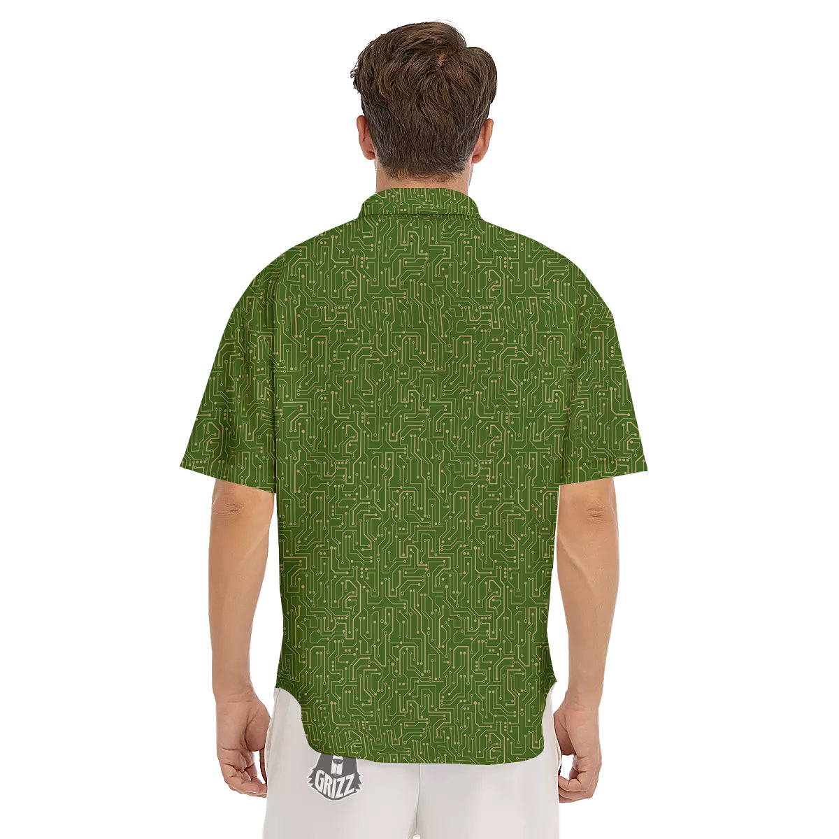 Circuit Green Print Pattern Men's Short Sleeve Shirts-grizzshop