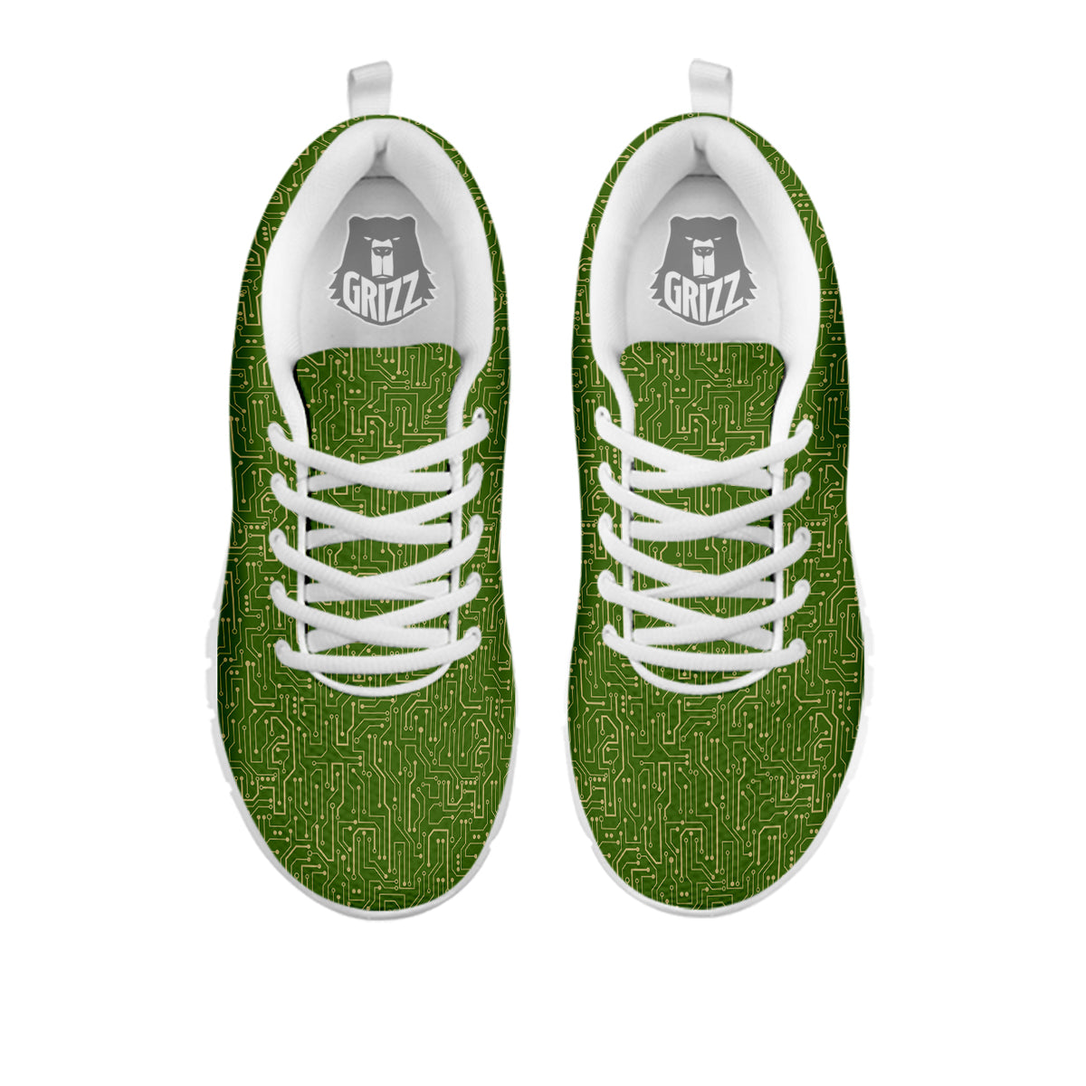 Circuit Green Print Pattern White Sneaker-grizzshop