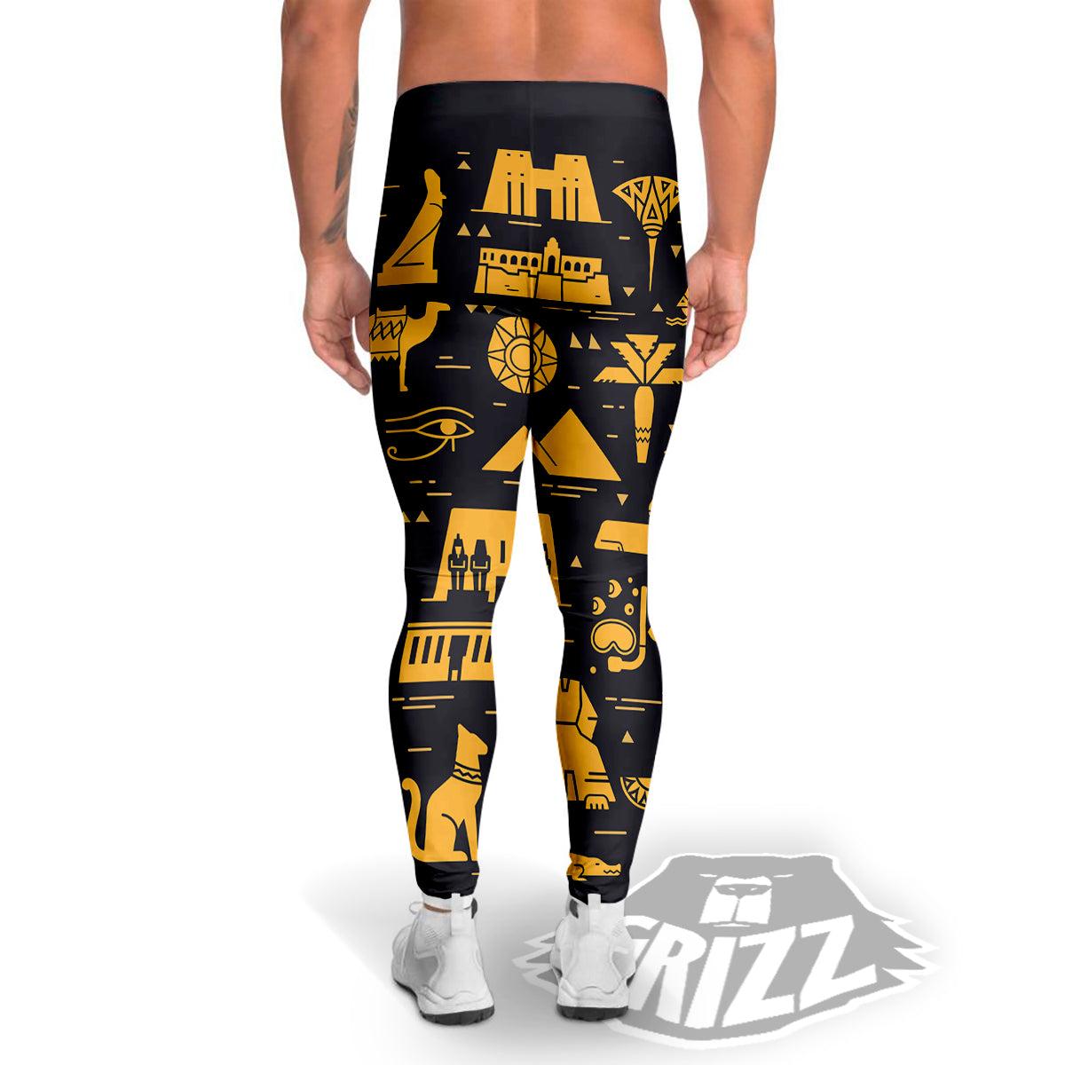 Circular Symbols Of Egypt Print Men's Leggings-grizzshop