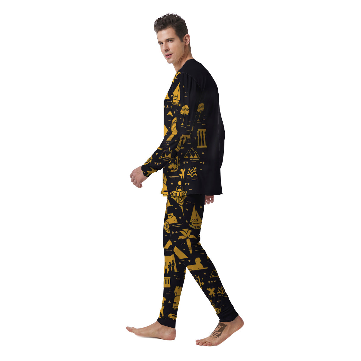 Circular Symbols Of Egypt Print Men's Pajamas-grizzshop