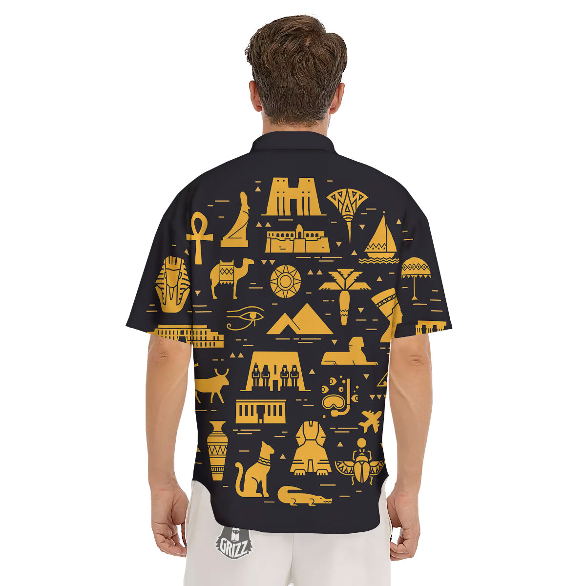 Circular Symbols Of Egypt Print Men's Short Sleeve Shirts-grizzshop