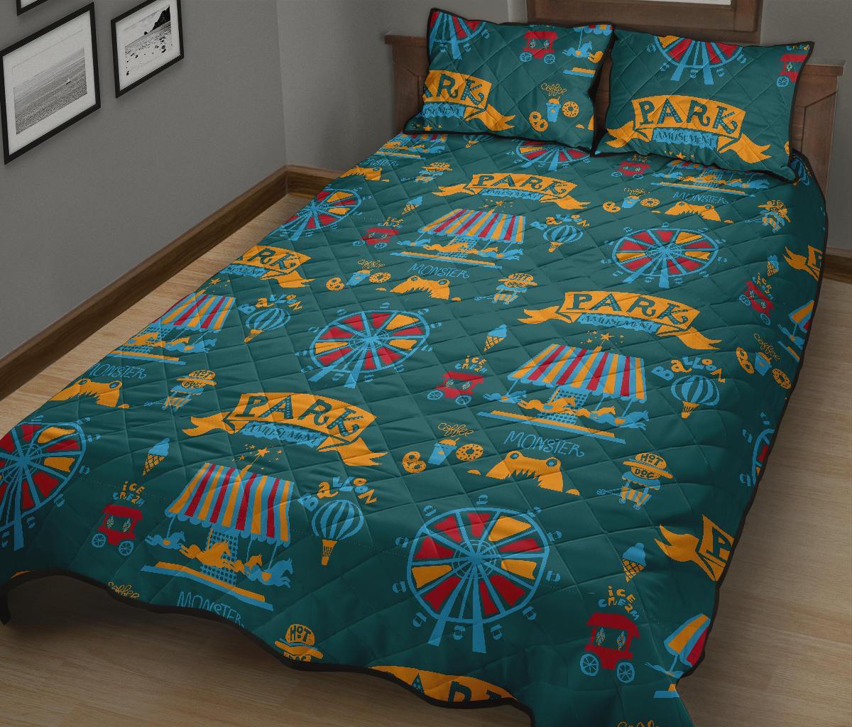 Circus Amusement Park Pattern Print Bed Set Quilt-grizzshop