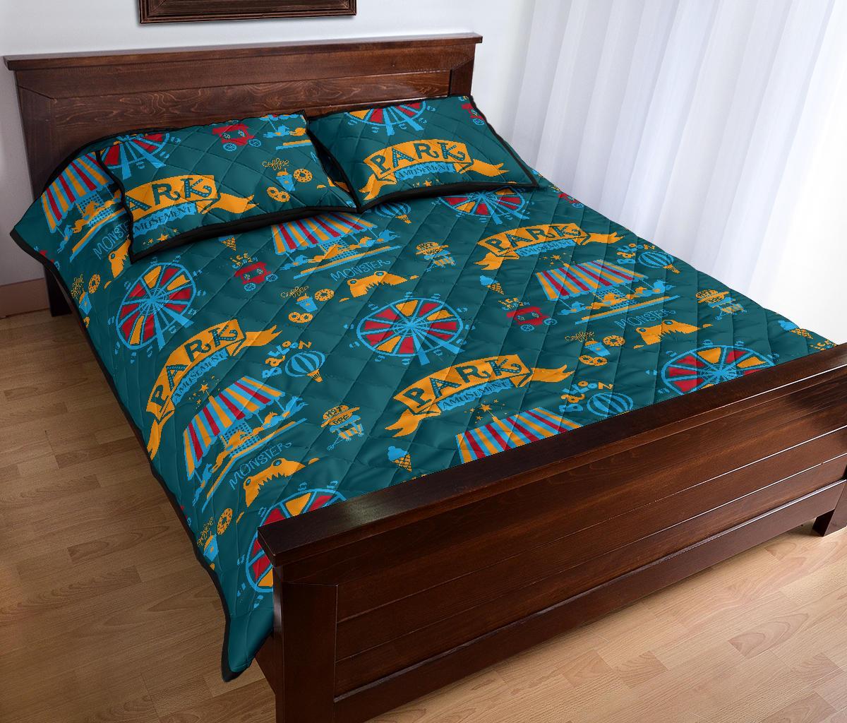 Circus Amusement Park Pattern Print Bed Set Quilt-grizzshop