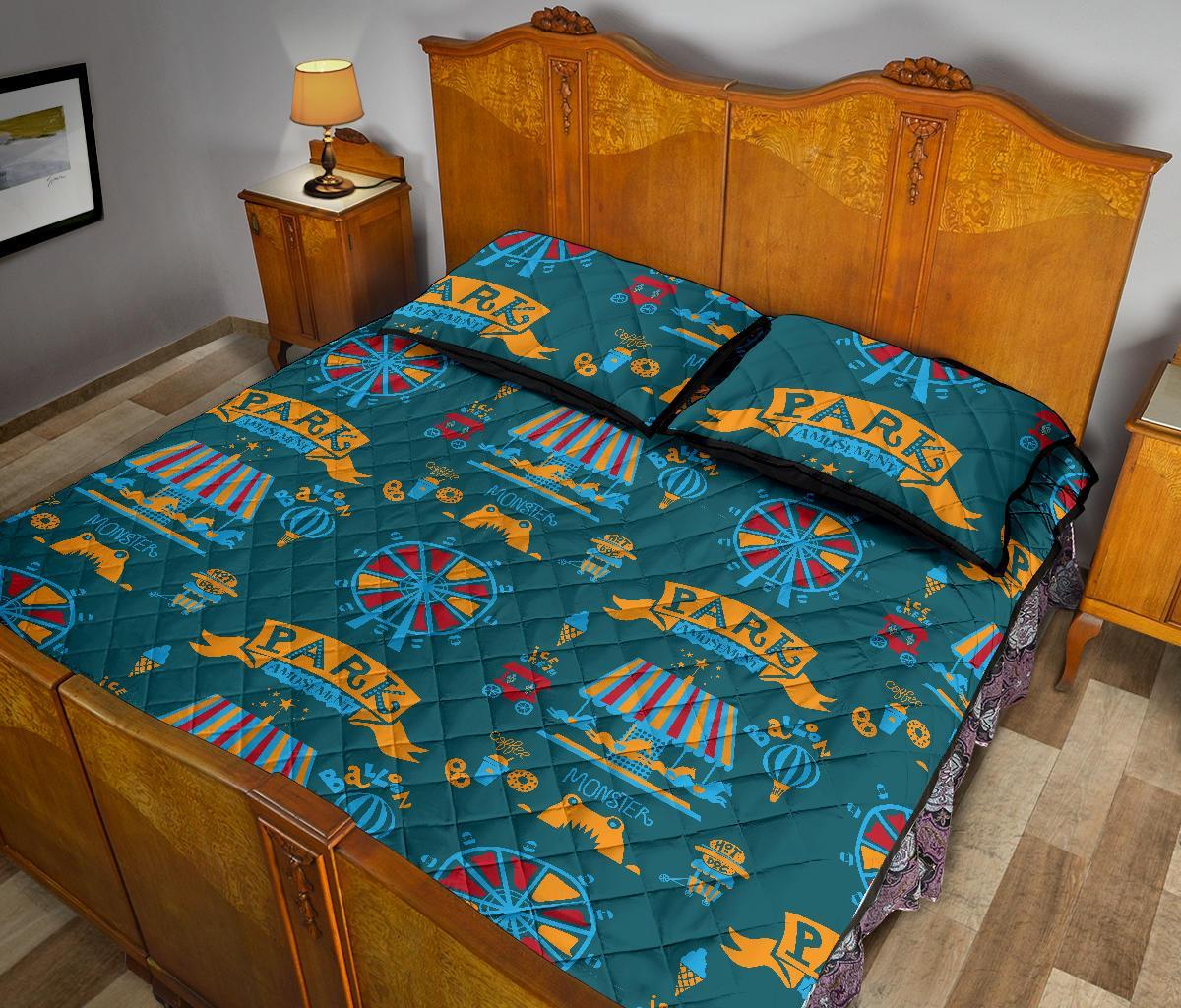 Circus Amusement Park Pattern Print Bed Set Quilt-grizzshop