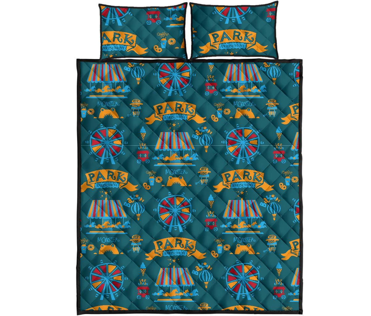 Circus Amusement Park Pattern Print Bed Set Quilt-grizzshop