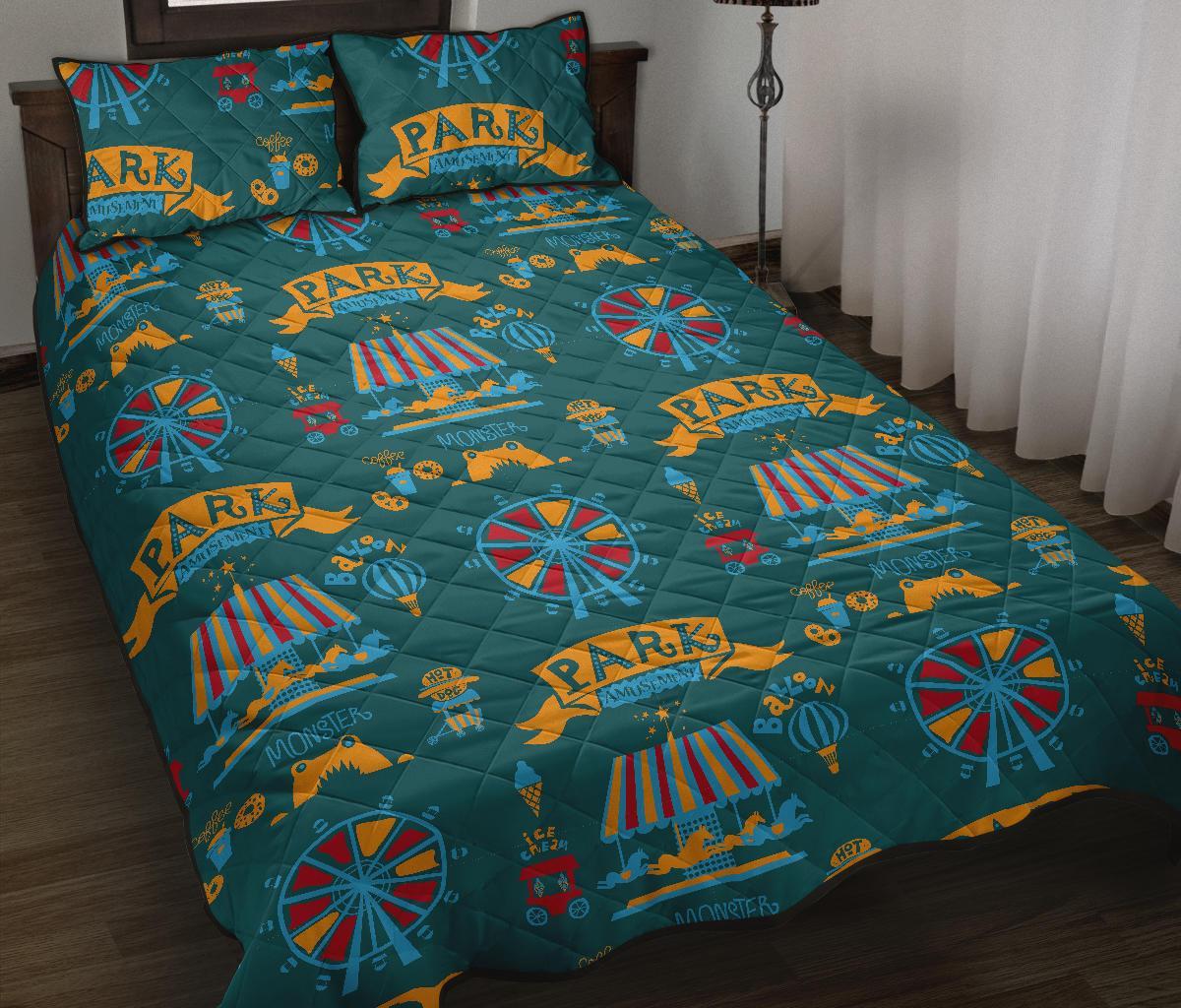 Circus Amusement Park Pattern Print Bed Set Quilt-grizzshop