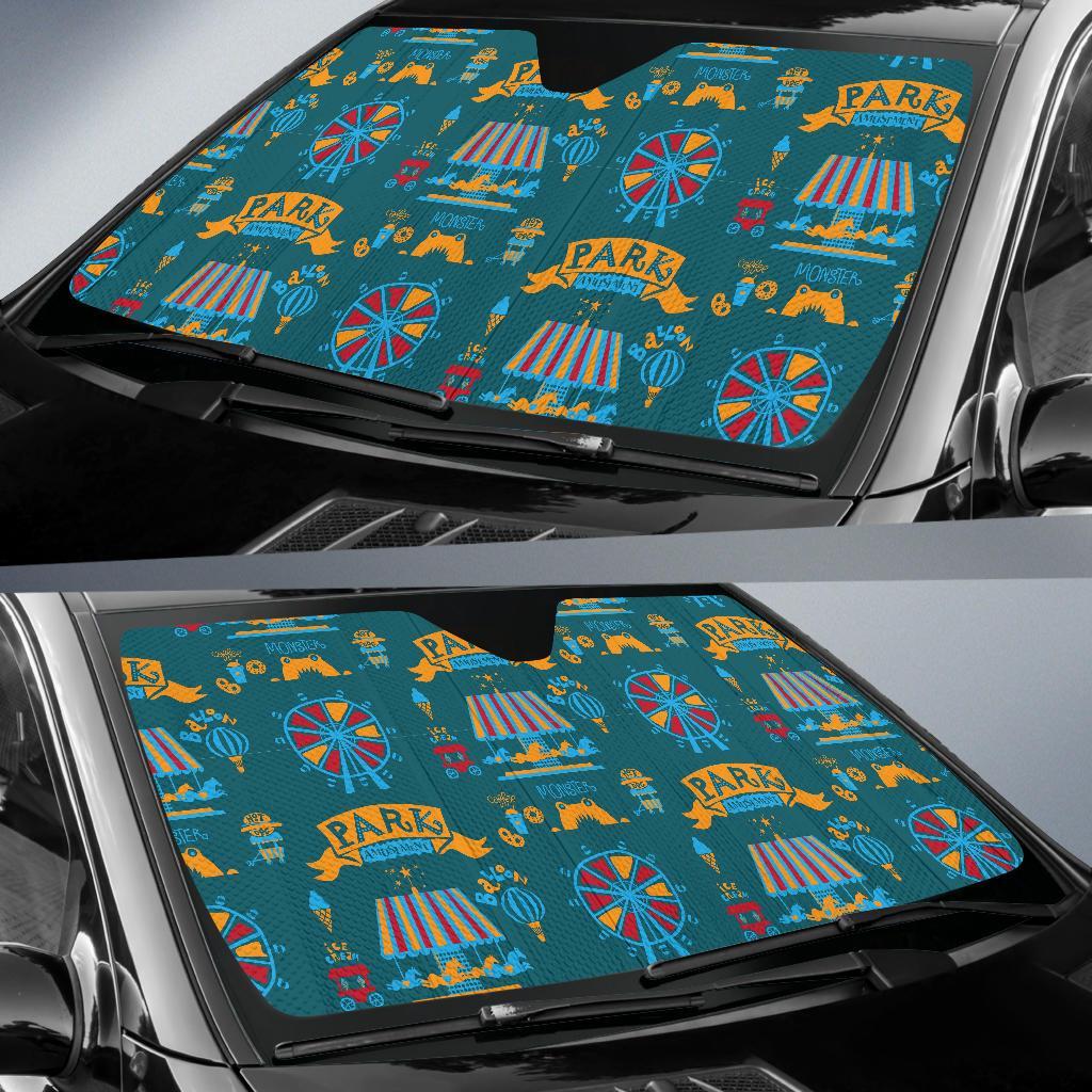 Circus Amusement Park Pattern Print Car Sun Shade-grizzshop