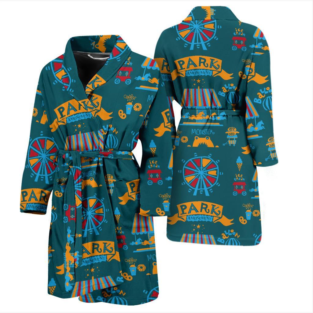 Circus Amusement Park Pattern Print Men Long Robe-grizzshop