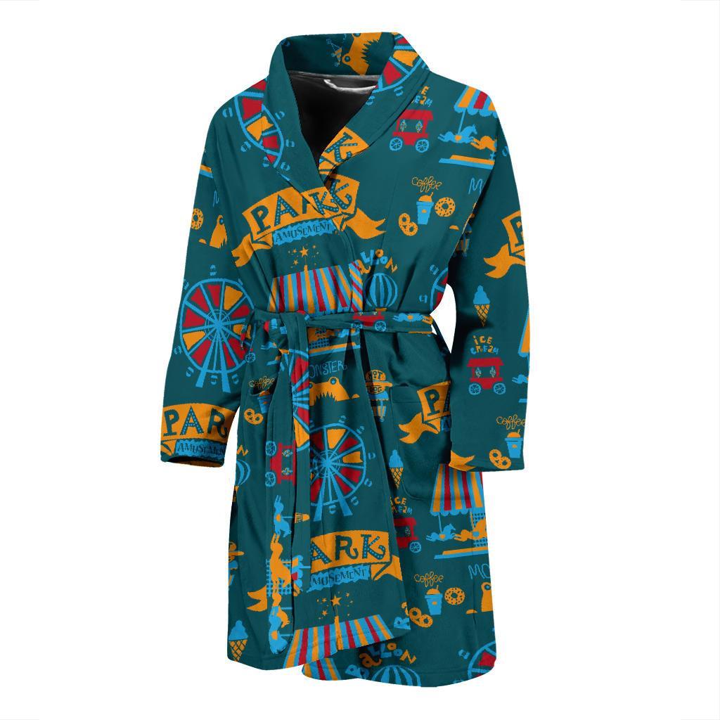 Circus Amusement Park Pattern Print Men Long Robe-grizzshop