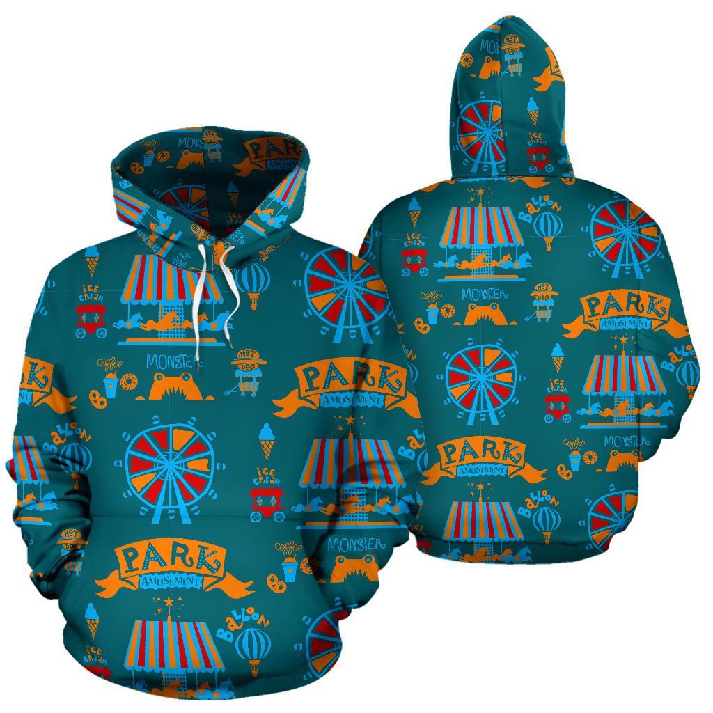Circus Amusement Park Pattern Print Men Women Pullover Hoodie-grizzshop