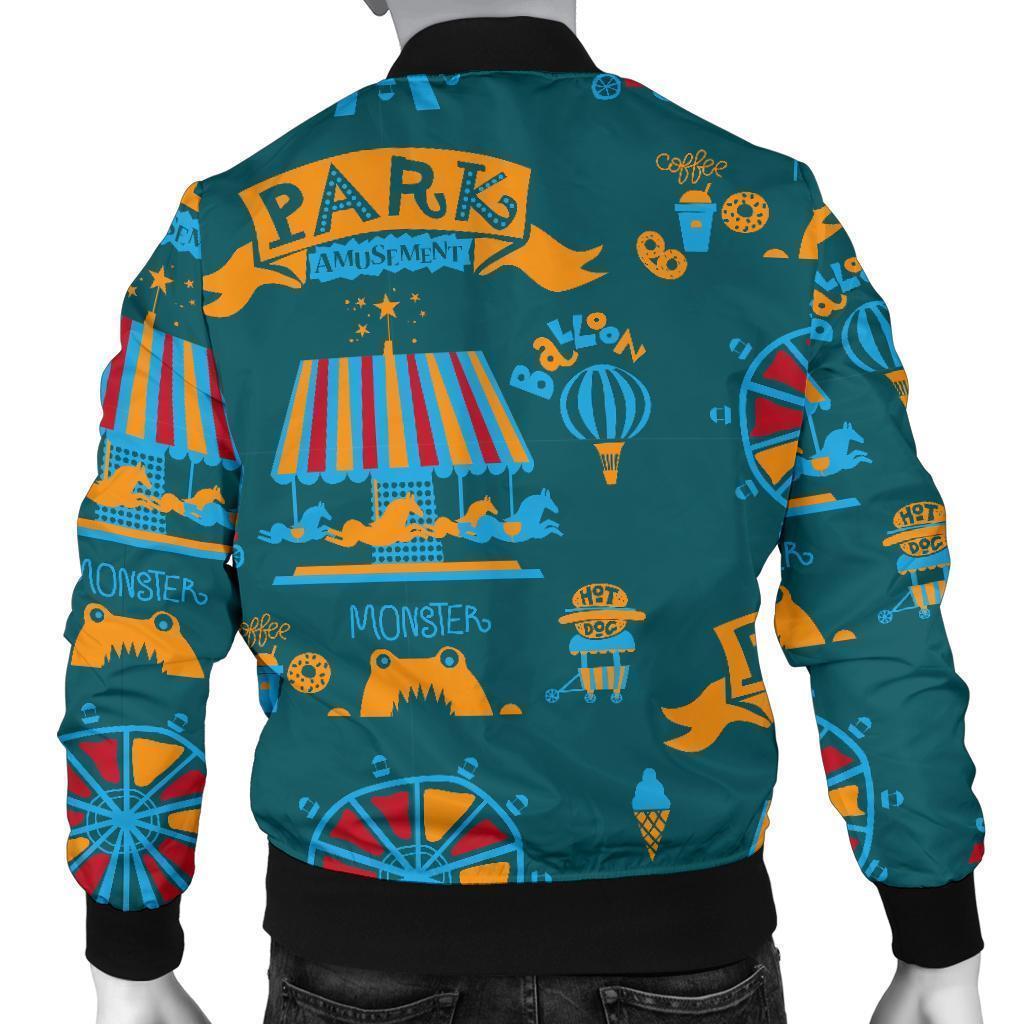 Circus Amusement Park Pattern Print Men's Bomber Jacket-grizzshop