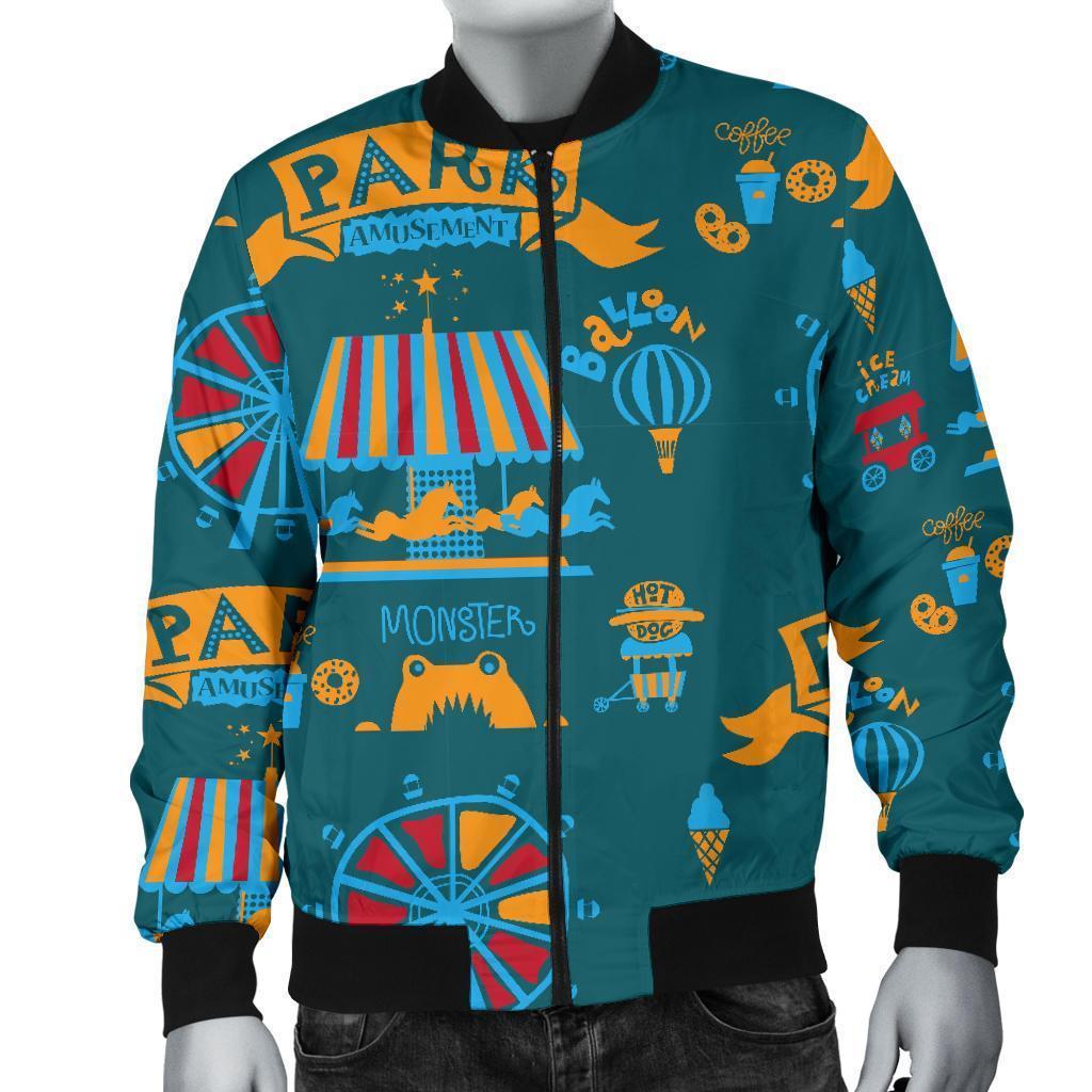 Circus Amusement Park Pattern Print Men's Bomber Jacket-grizzshop