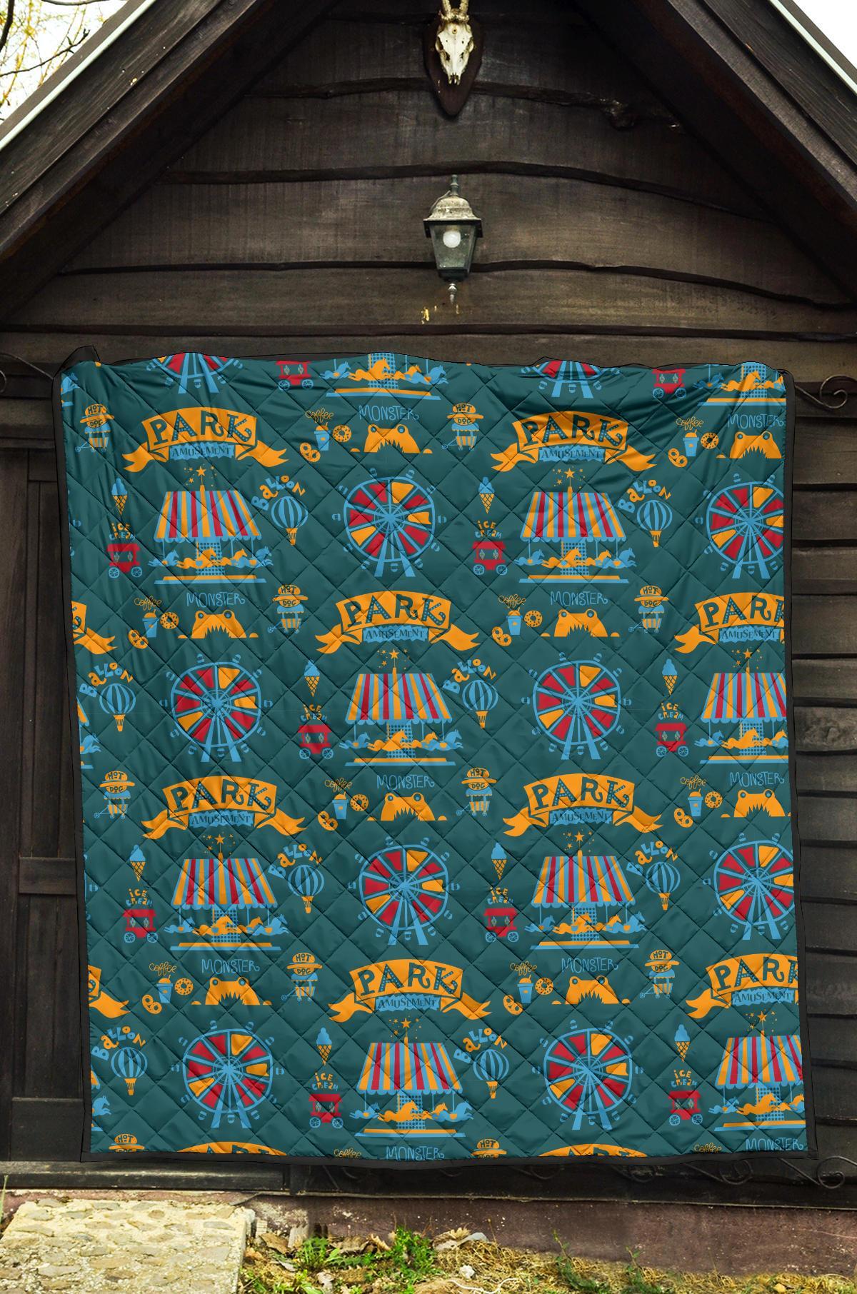 Circus Amusement Park Pattern Print Quilt-grizzshop