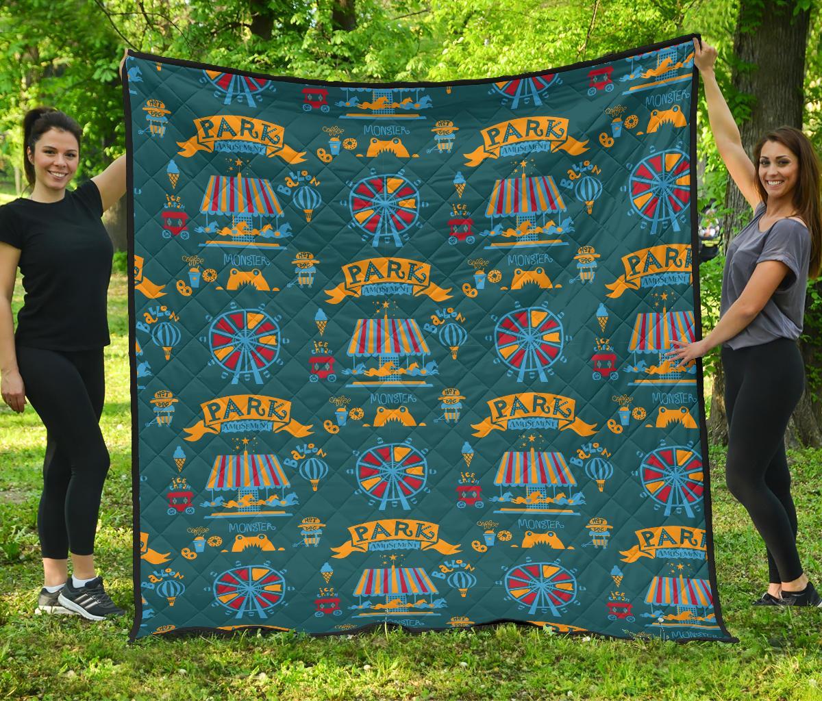 Circus Amusement Park Pattern Print Quilt-grizzshop