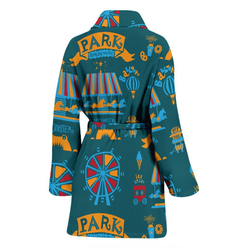 Circus Amusement Park Pattern Print Women Long Robe-grizzshop