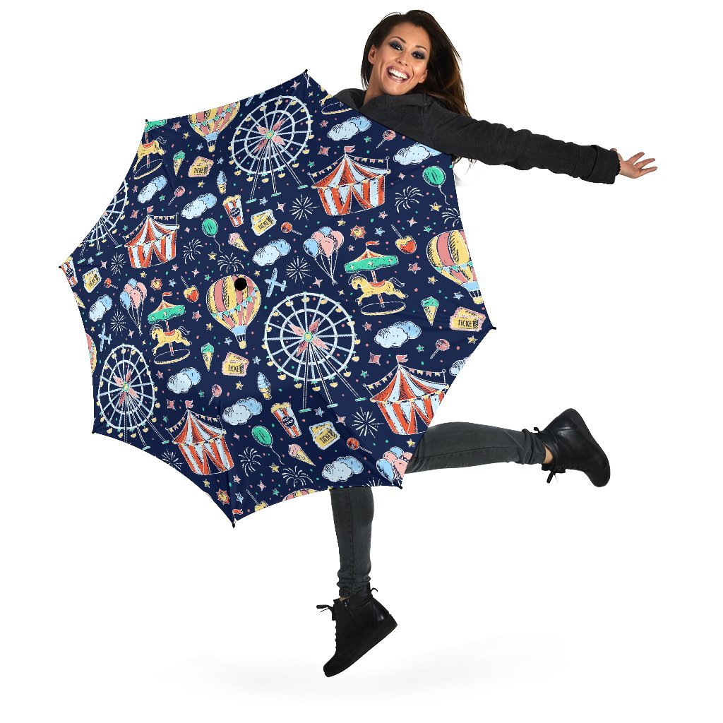Circus Dream Pattern Print Automatic Foldable Umbrella-grizzshop