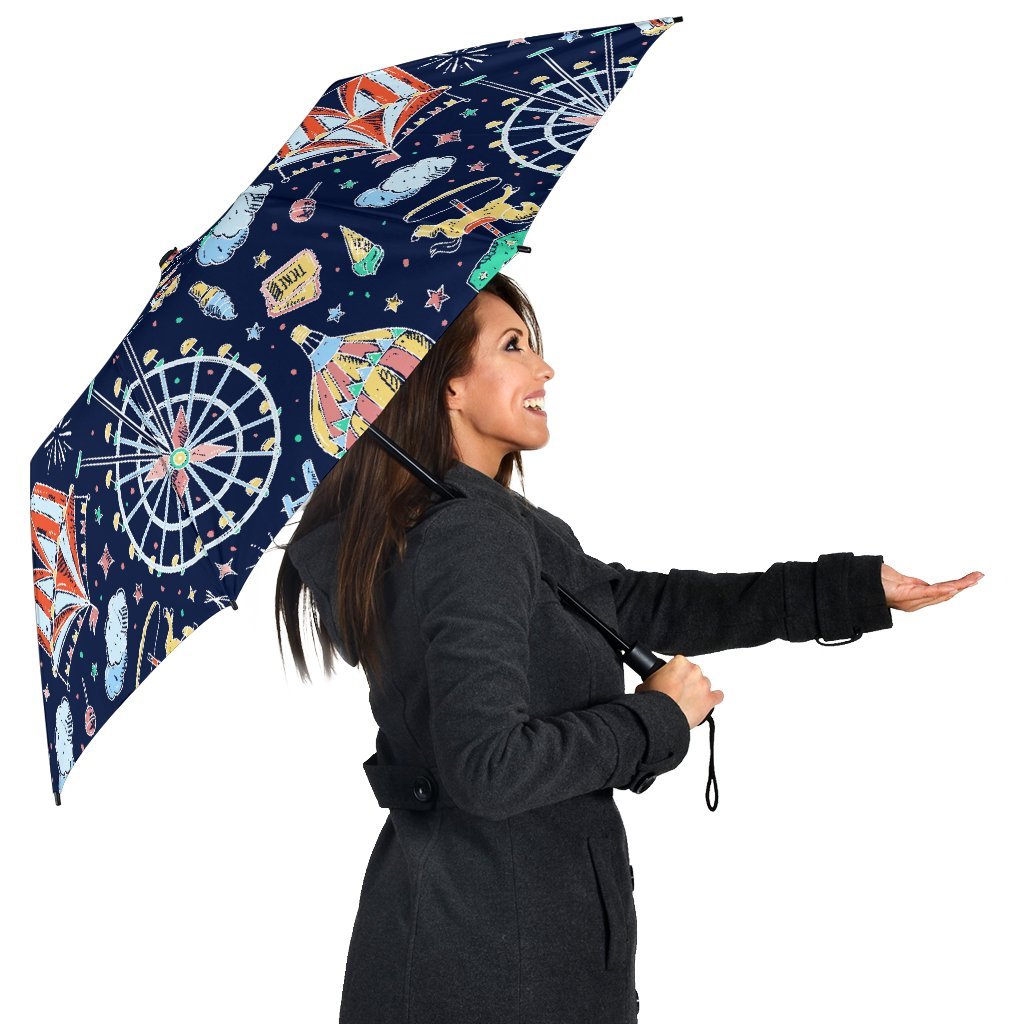 Circus Dream Pattern Print Automatic Foldable Umbrella-grizzshop