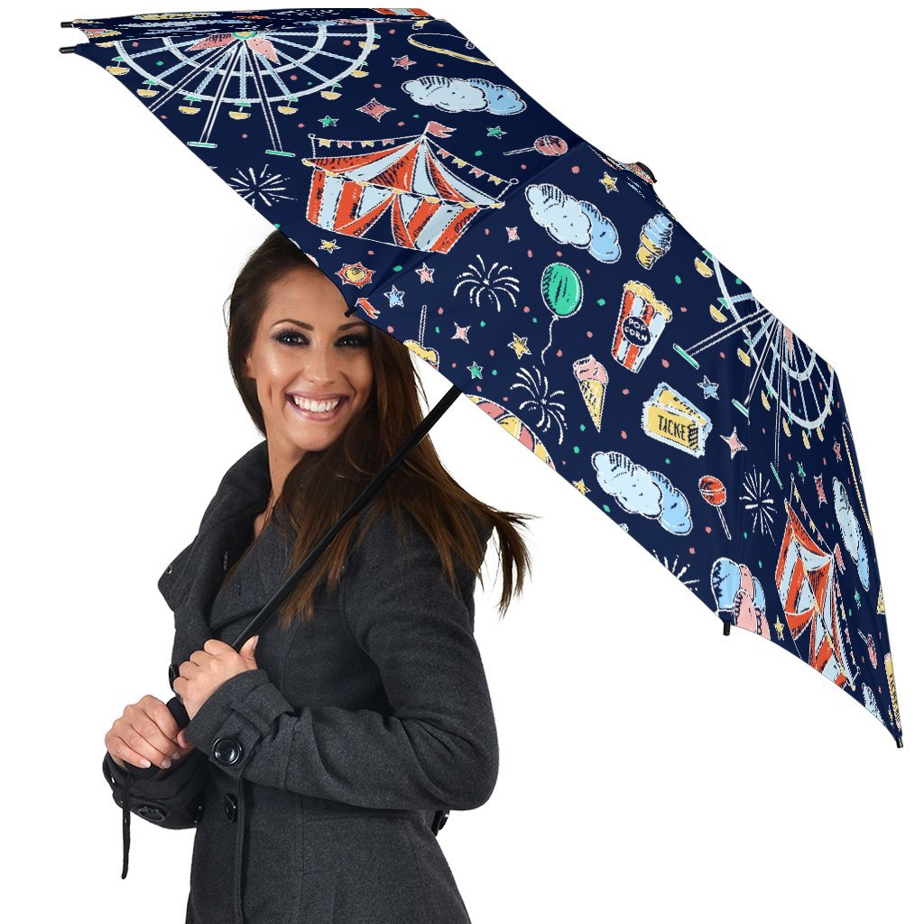 Circus Dream Pattern Print Automatic Foldable Umbrella-grizzshop