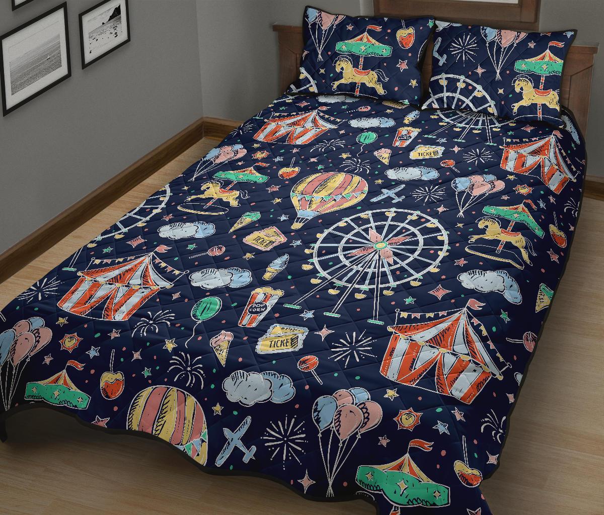 Circus Dream Pattern Print Bed Set Quilt-grizzshop