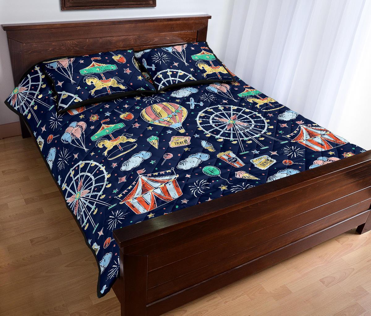 Circus Dream Pattern Print Bed Set Quilt-grizzshop