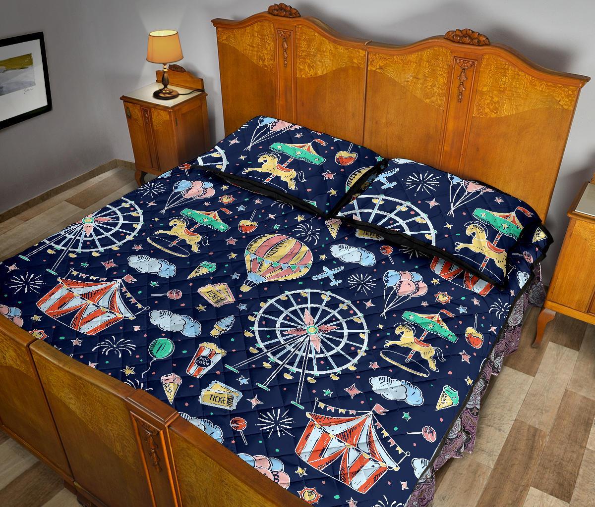 Circus Dream Pattern Print Bed Set Quilt-grizzshop