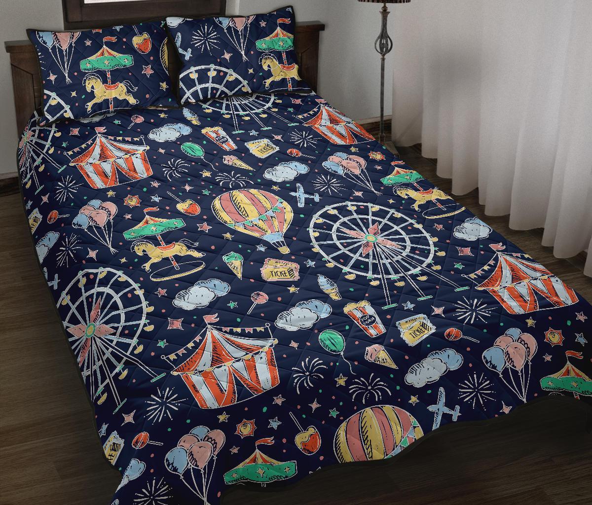 Circus Dream Pattern Print Bed Set Quilt-grizzshop