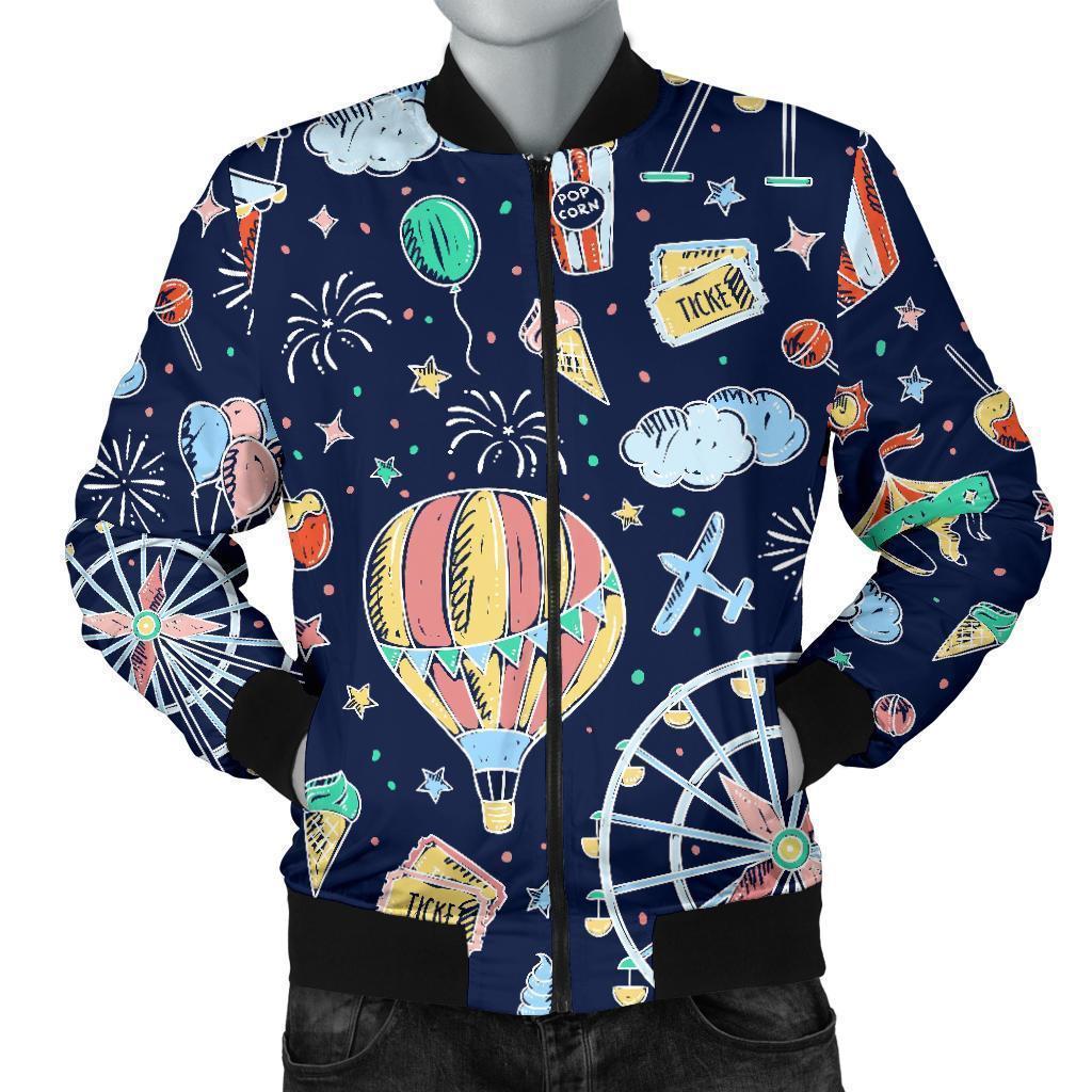 Circus Dream Pattern Print Men's Bomber Jacket-grizzshop