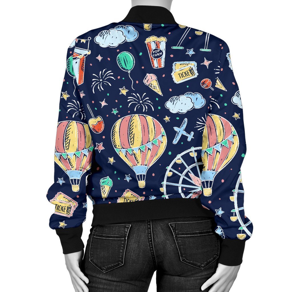 Circus Dream Pattern Print Women Casual Bomber Jacket-grizzshop