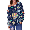 Circus Dream Pattern Print Women Off Shoulder Sweatshirt-grizzshop