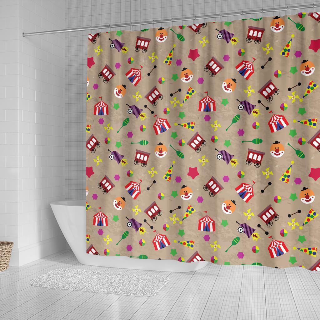 Circus Pattern Print Bathroom Shower Curtain-grizzshop