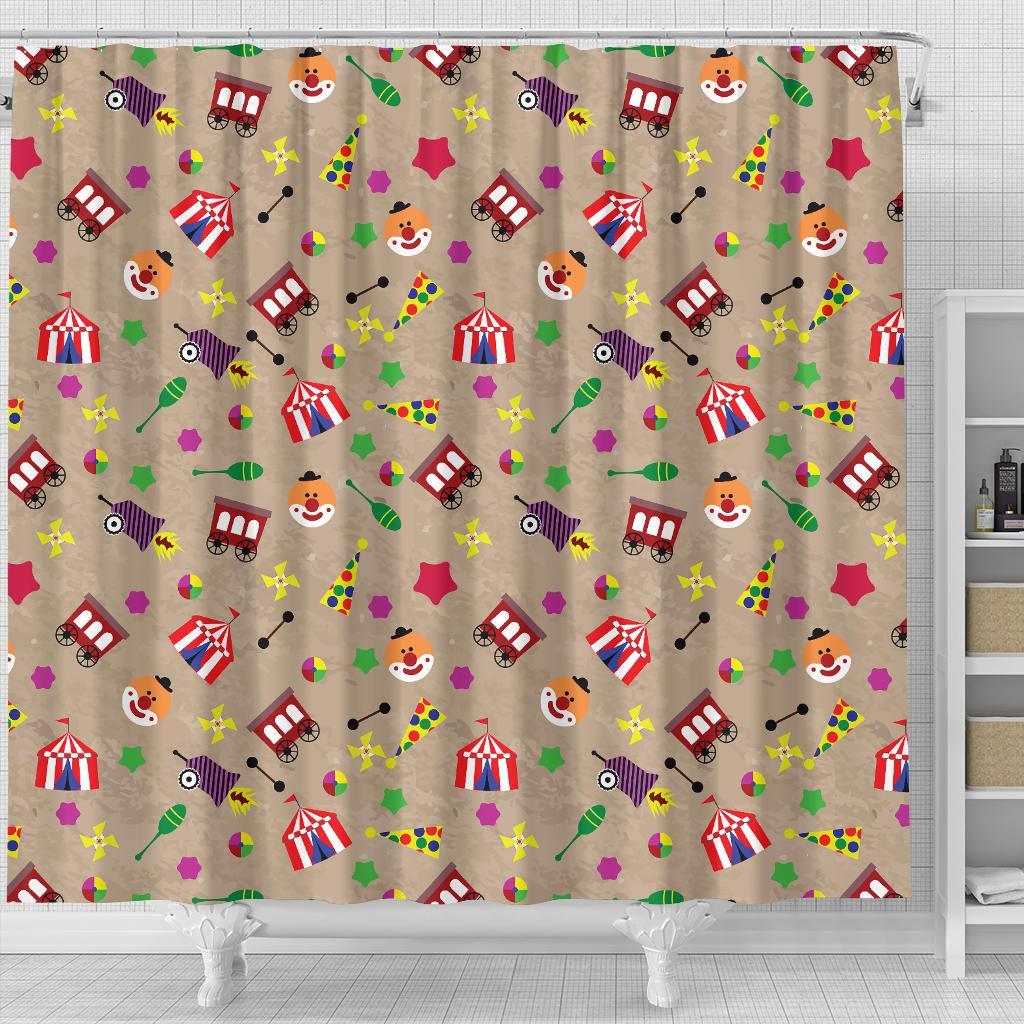 Circus Pattern Print Bathroom Shower Curtain-grizzshop