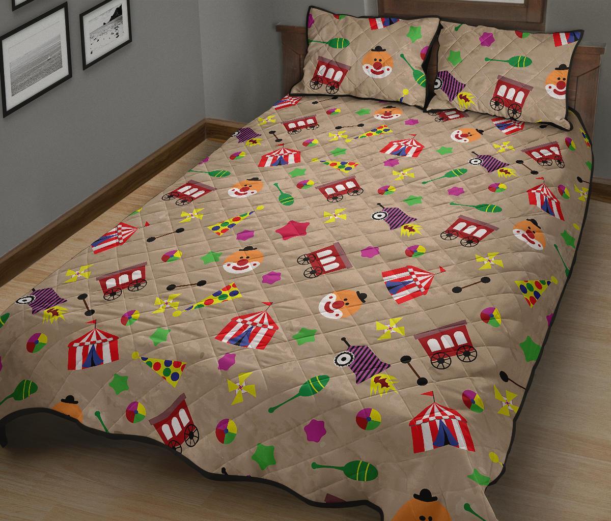 Circus Pattern Print Bed Set Quilt-grizzshop