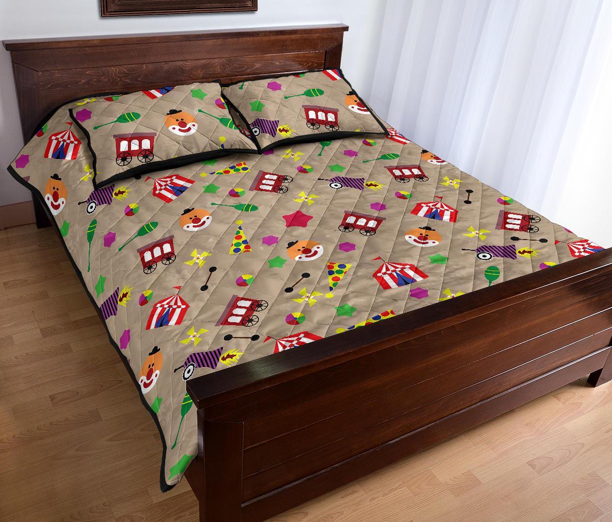 Circus Pattern Print Bed Set Quilt-grizzshop