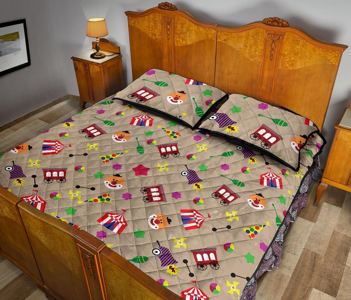 Circus Pattern Print Bed Set Quilt-grizzshop