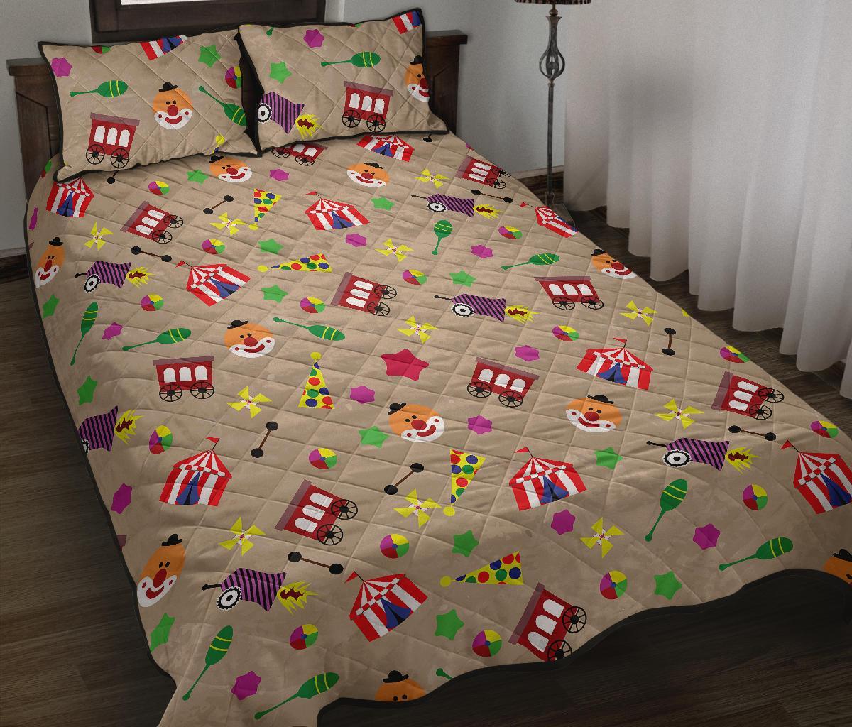 Circus Pattern Print Bed Set Quilt-grizzshop