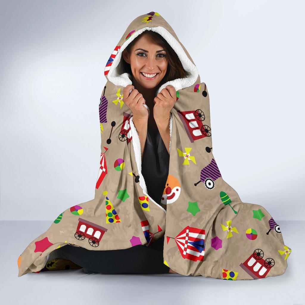 Circus Pattern Print Hooded Blanket-grizzshop