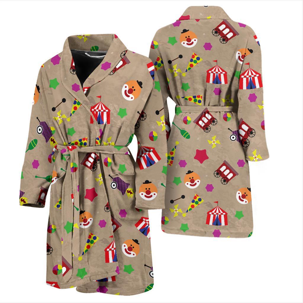 Circus Pattern Print Men Long Robe-grizzshop